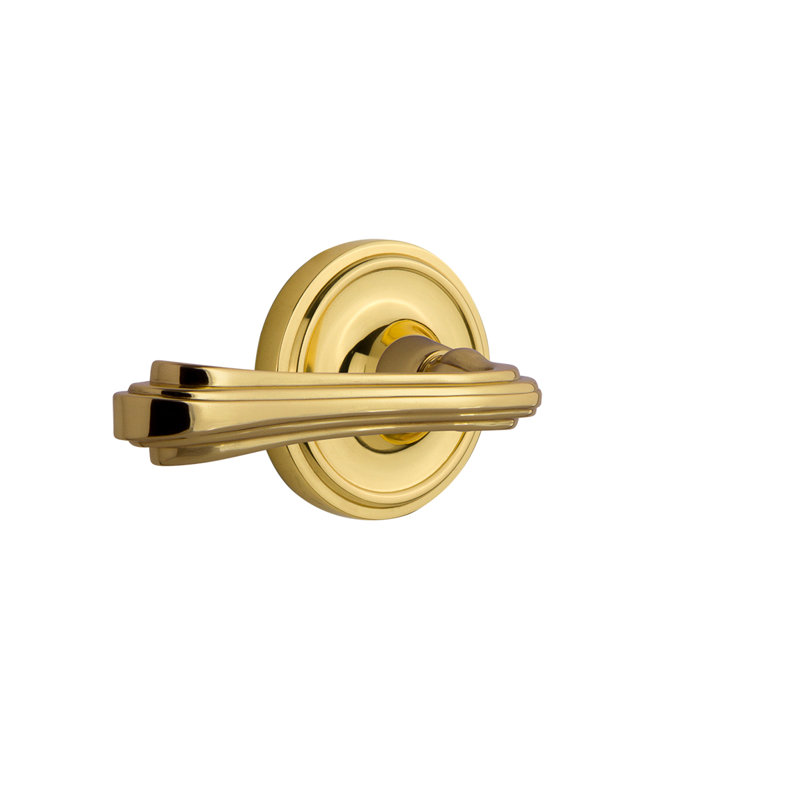 Classic Rosette Single Dummy with Fleur Lever, Polished Brass, Right Handed