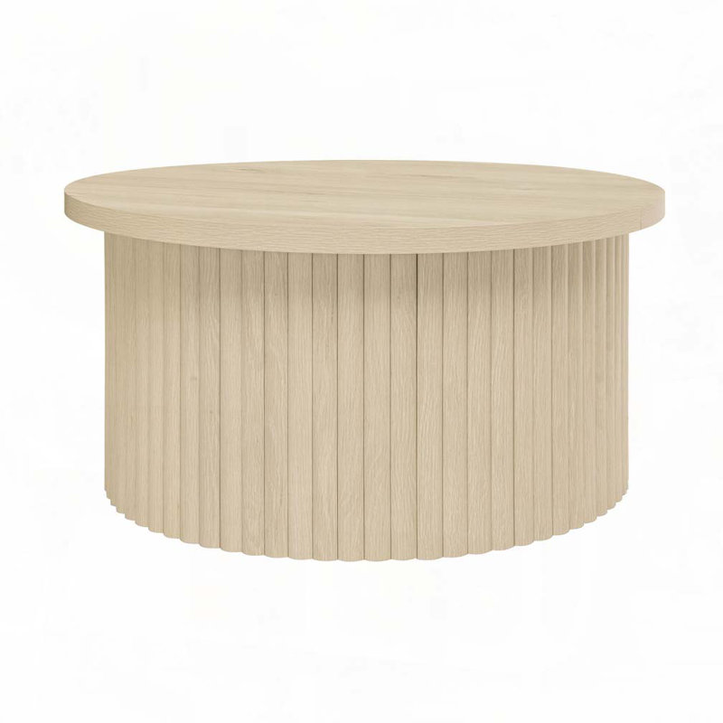 Round Coffee Table with Storage Space, Natural