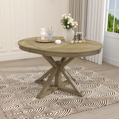 Retro Functional Extendable Dining Table With A 12" Leaf For Dining Room And Living Room