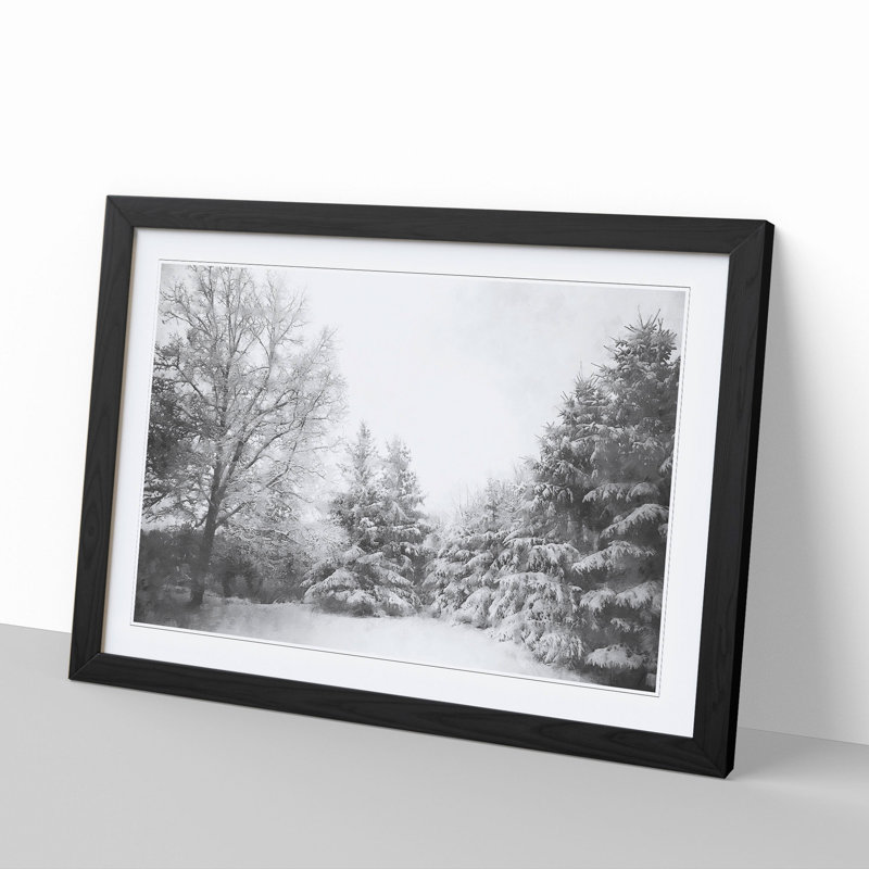 Winter Forest Vol.1 - Picture Frame Painting, 48cm H x 65cm W x 2cm D, Black Framed