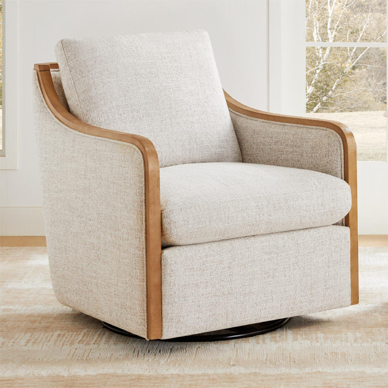 Fauteuil demi-tonneau pivotant surdimensionné Grayton, Nathan Performance Tweed de blé