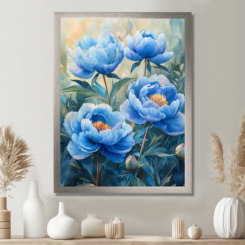 Kristina - décoration murale florale, H 44 po x l 34 po, Picture Frame Print, Argent argent