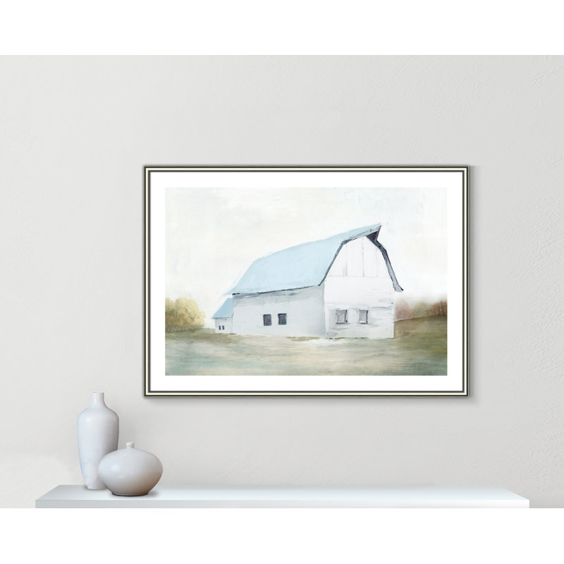 «By the Barn II» par Isabelle Z - reproduction d'art, Papier avec cadre argenté, Blanc, H 29,5 po x l 41,5 po x P 0,875 po