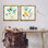 Aquarelle bleu sarcelle et fleurs jaunes, ensemble de 2 toiles flottantes encadrées par Patti Mann
