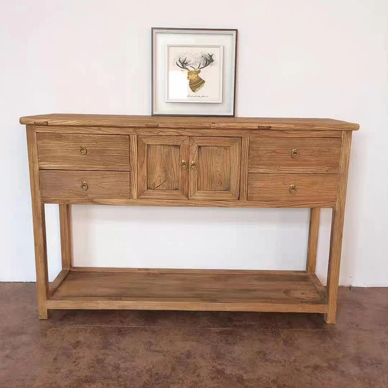 54.33" Brown Rectangular Solid Wood Console Table