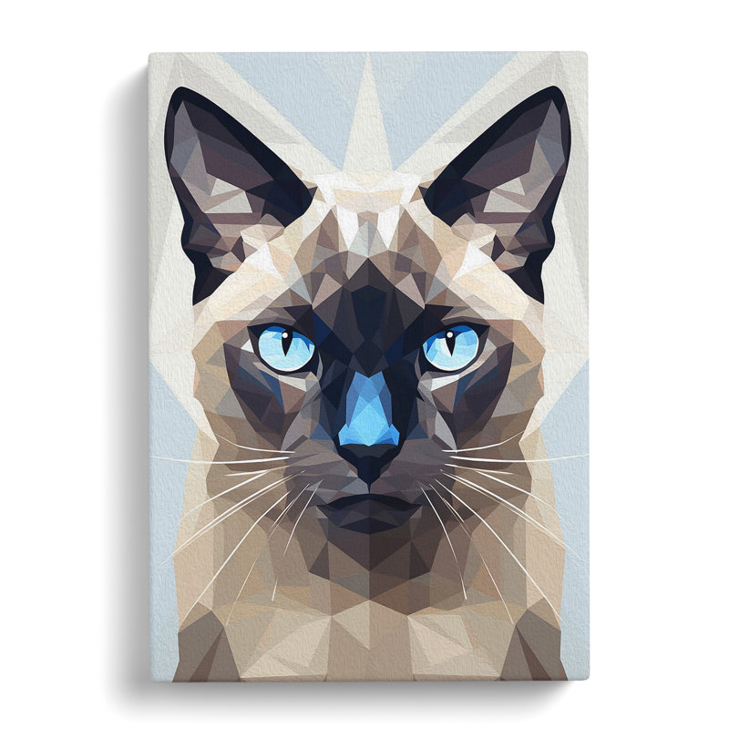 Siamese Cat Geometric - No Frame Print, 76cm H x 50cm W x 3cm D