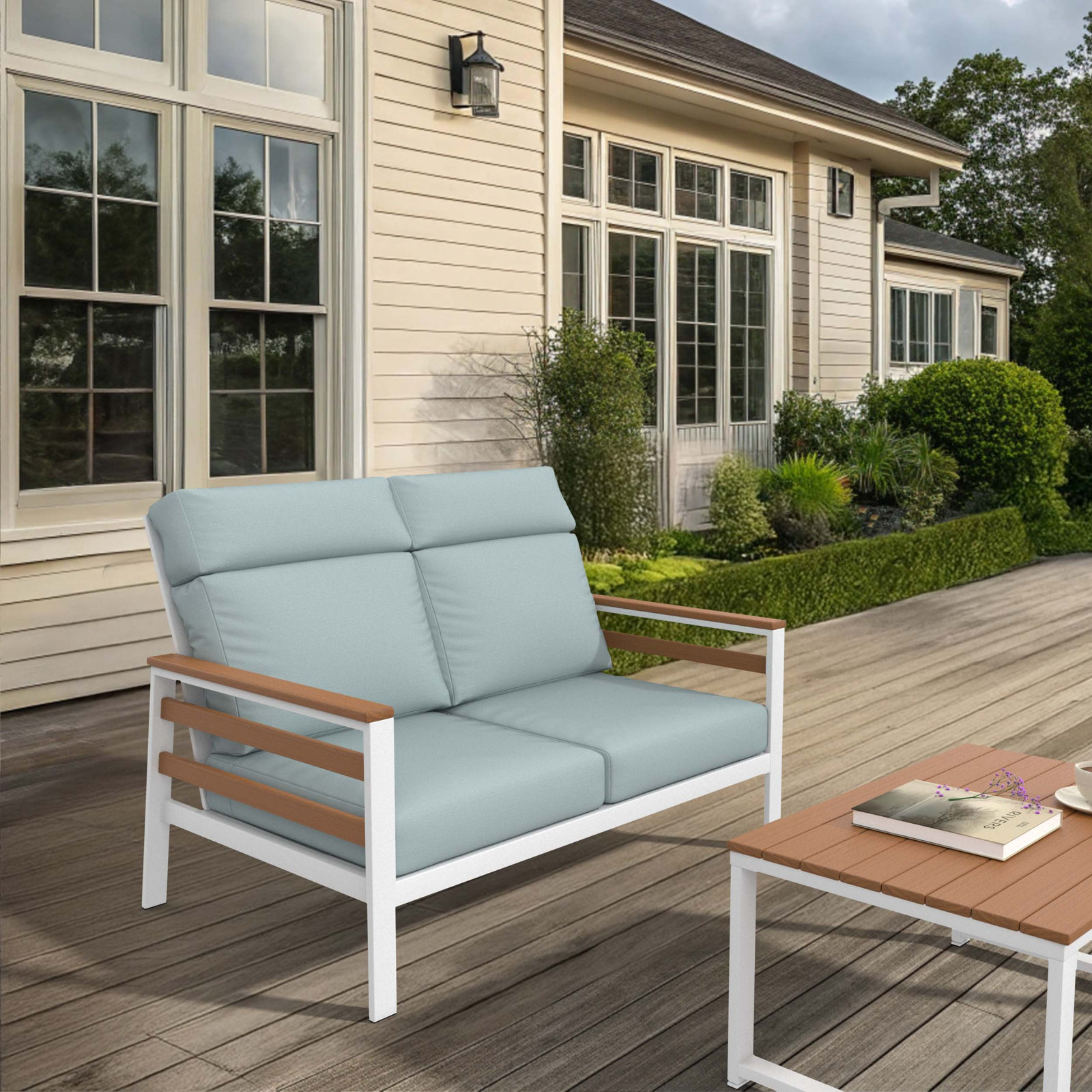Townsend 55" Sunbrella® Patio Loveseat, Bliss Dew