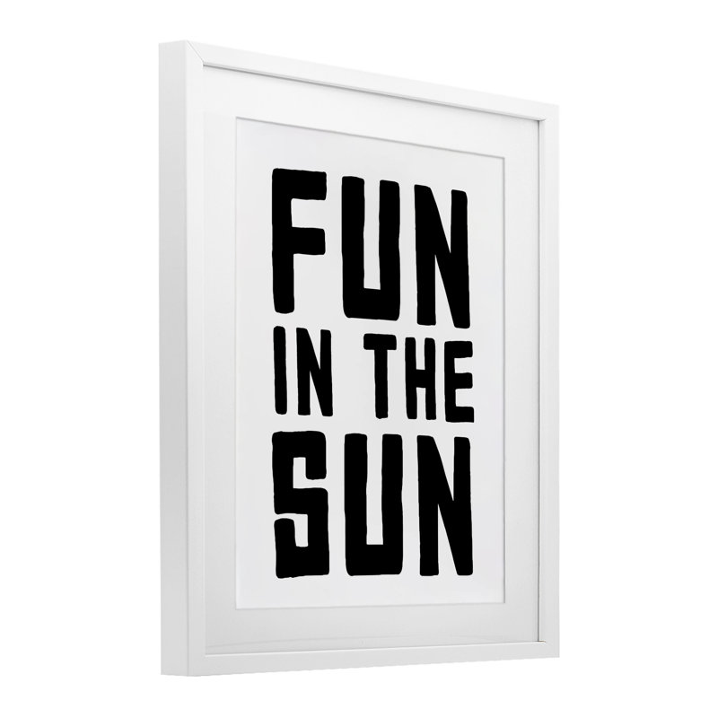 «Fun In Sun», impression simple sous verre encadrée, design par lettré et doublé, H 21 po x l 17 po, Cadre blanc côtier