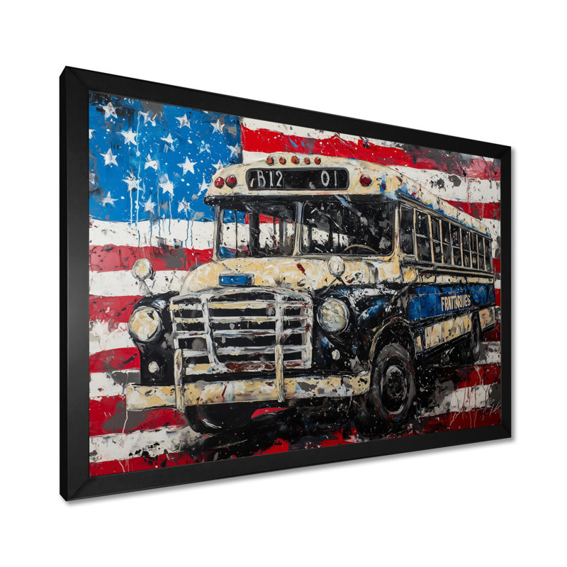 Art mural Kyston - Patriotist des États-Unis, Reproduction d'une seule photo avec cadre, Noir, H 16 po x l 32 po