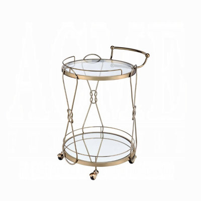 Zekera Round Bar Cart in Champagne by Everly Quinn