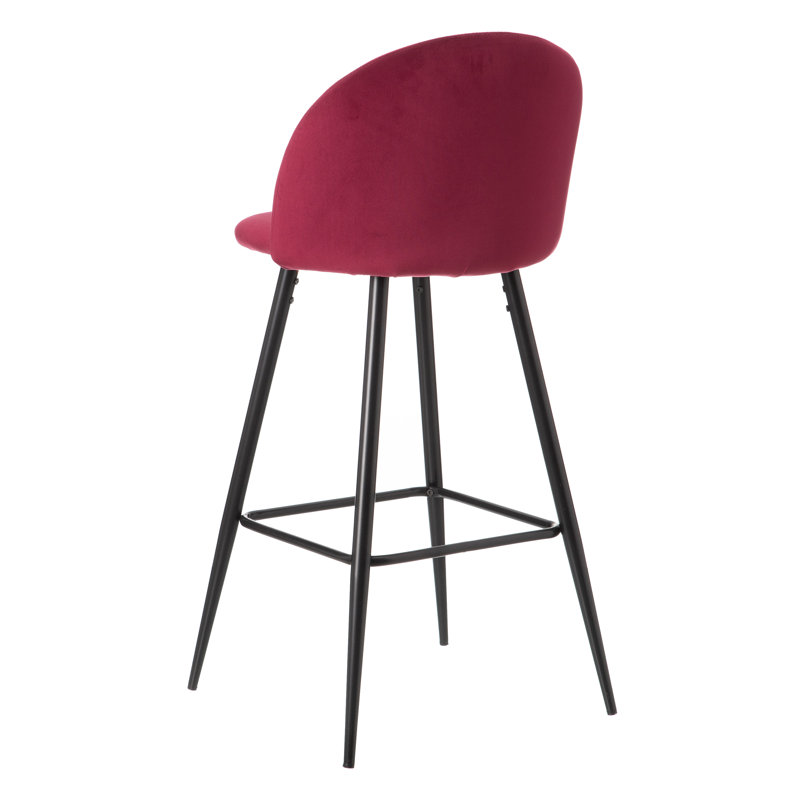 Carbajal Upholstered Counter Stool with Metal Frame, Burdeaux