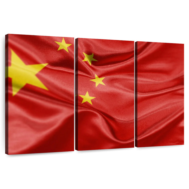 Creased Chinese Flag, 42" H x 65" W