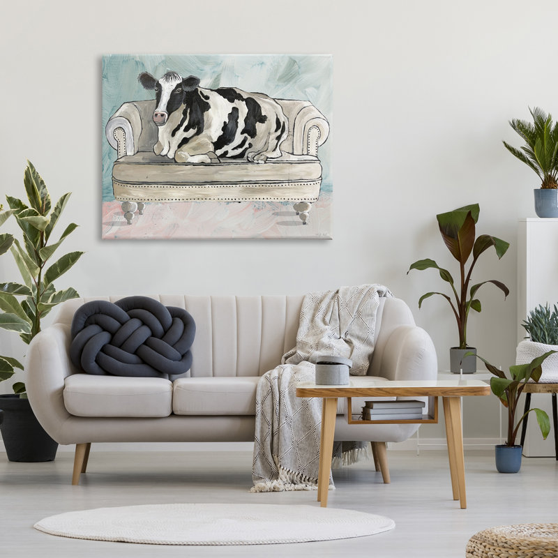 Art mural sur toile surdimensionné vert surdimensionné de vache au repos Darm Farm par Cindy Jacobs
