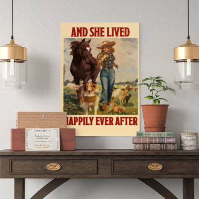 Canvas Wall Art Cowgirl With Animals And Horse Poster Vintage Poster Print Home Decor