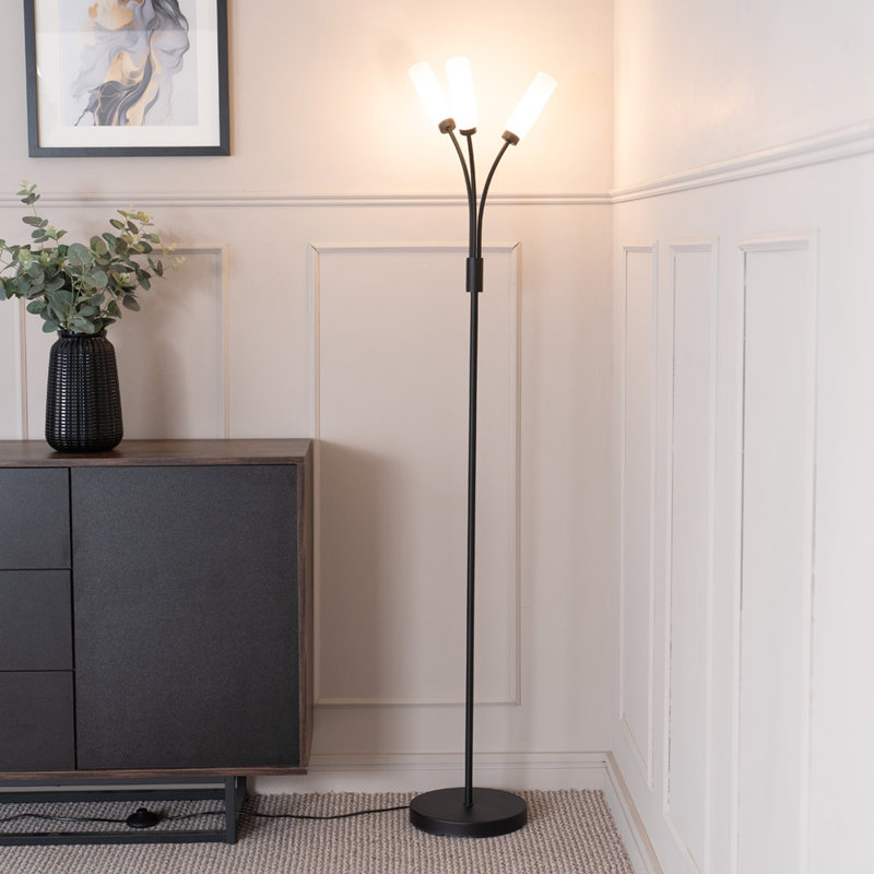 Abrianne 158.5cm Traditional Floor Lamp, Matte Black, No