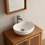 Meuble-lavabo autoportant en bois d'hévéa massif avec miroir-486685032