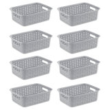 Sterilite Small Weave Basket, Decorative Storage Bin, Organize the Closet, Bathroom or Classroom