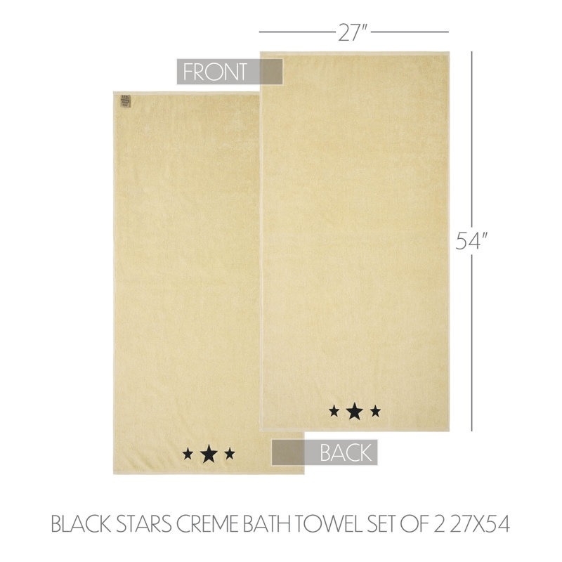 Ensemble de 2 serviettes de bain Timeless Linens Stars 27 x 54, Noir/crème
