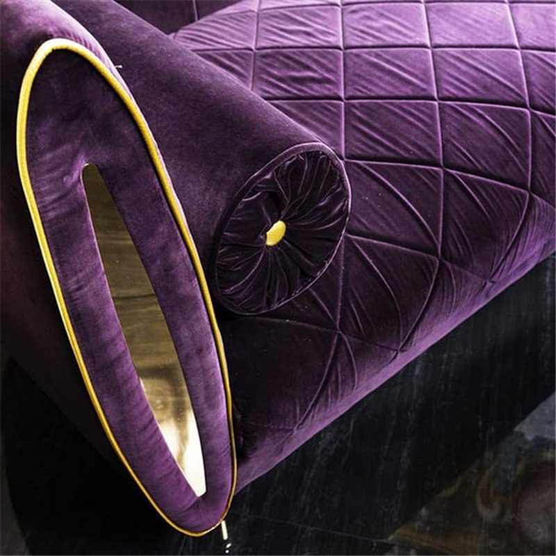 Ramone Velvet Chaise Lounge, Purple, Left Hand Facing