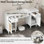 Meuble-lavabo moderne de 60 pouces avec lavabo à circulation contrôlée, tiroirs à fermeture en douceur, plateau basculant, pieds en bois massif et boutons argentés en blanc