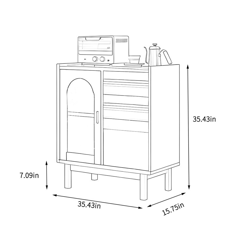 Armoire de rangement multifonctionnelle simple, H 35,43 po x l 35,43 po x P 15,75 po