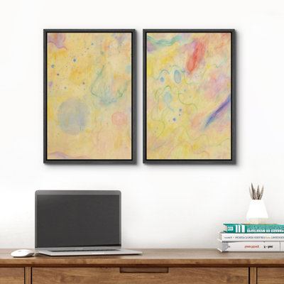 Art mural abstrait, ensemble de 2 reproductions d'art encadrées sur toile