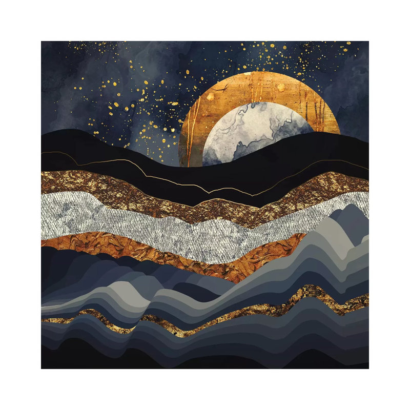 Montagnes métalliques - impression, H 37 po x l 37 po x P 1,5 po, Toile tendue
