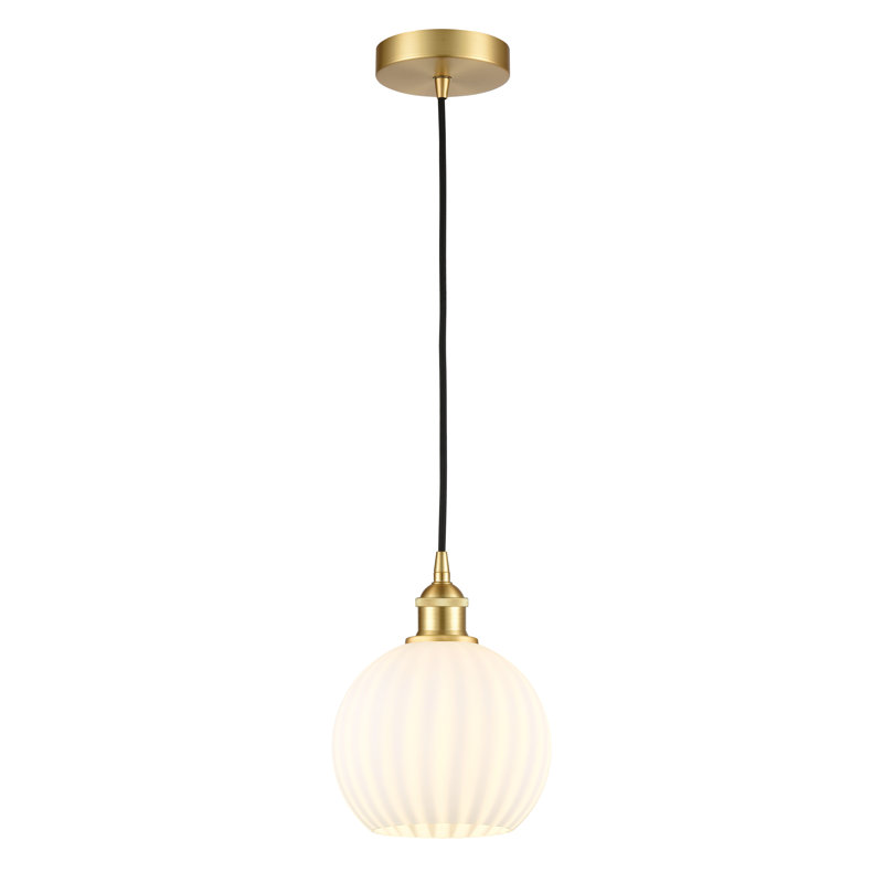 Edison Venetian 1 Light Cord Hung Pendant-616-G1217, 10" H x 8" W x 8" D, Satin Gold