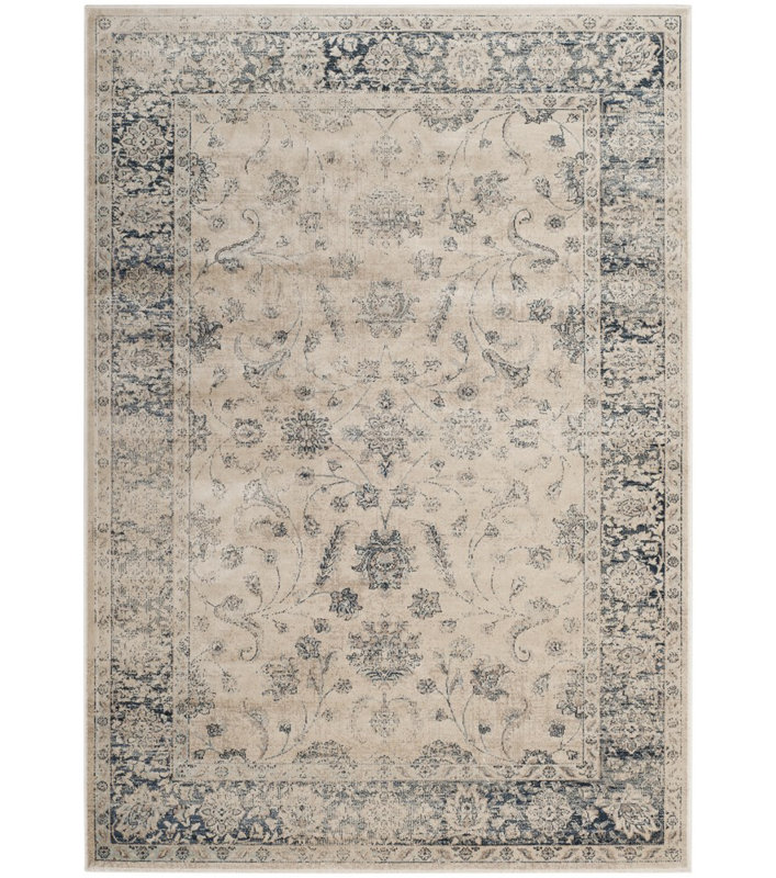 Tapis oriental pierre / bleu Malandra, Rectangle 4 pi x 5 pi 7 po