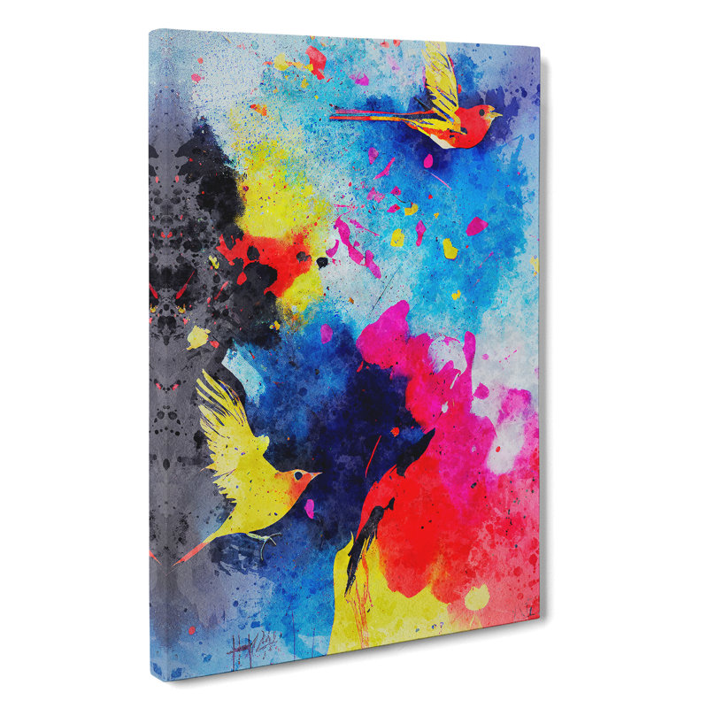 Bird Splash No.3 - Wall Art, Wrapped Canvas, 50cm H x 35cm W x 3cm D, No Matte