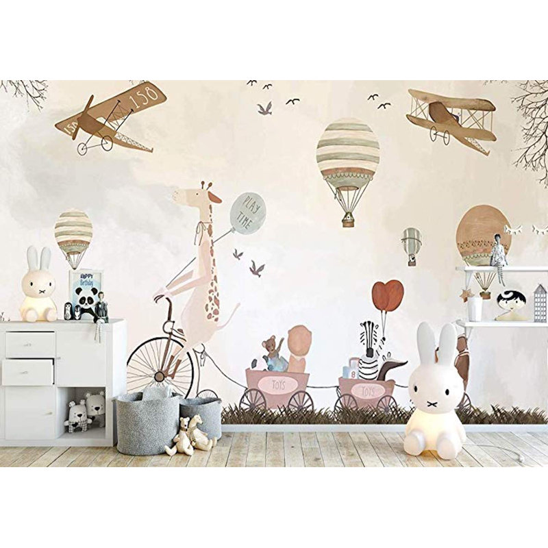 Adhésif mural en forme de ballon à air chaud rétro Alfja, L 106 po x l 187 po