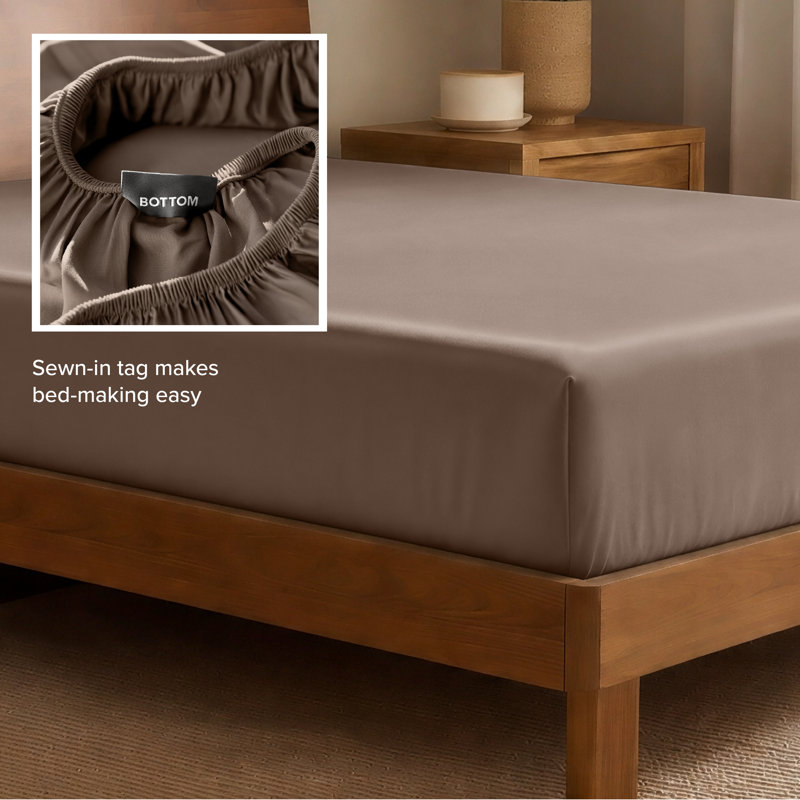 Drap-housse en rayonne de bambou, Drap-housse de taille simple, Taupe