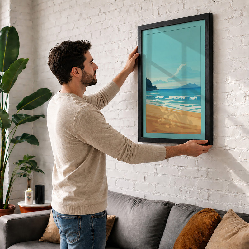 Horizon Coastal - Framed Print, A2 - 59.4 x 42.0 cm, Black