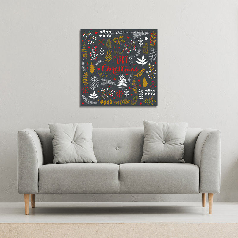 Merry Christmas Lettering - Wrapped Canvas Print, 120cm H x 120cm W