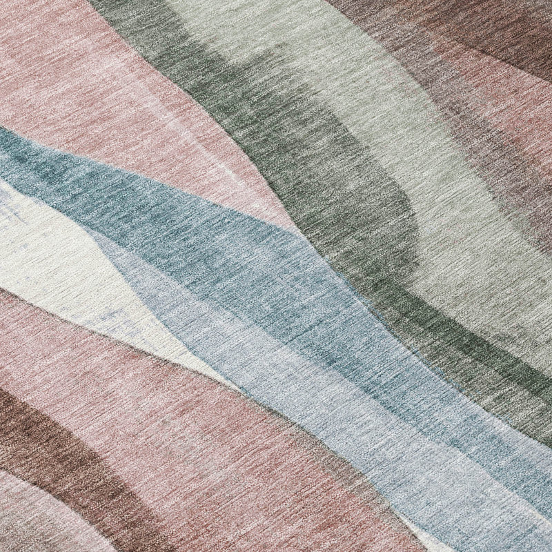 Machine Washable Indoor/Outdoor Xhevrie Salmon Rug, Rectangle 3' x 5'