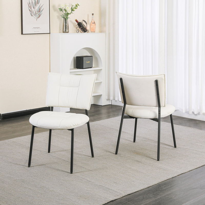 Gennadiy 50cm H Upholstered Metal Side Chair, White