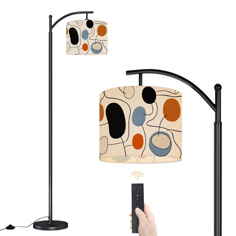 Arc Floor Lamp Abstract Geometric Design Bold Colors Curved Lines Floor Lamps with Remote LED Lights Adjustable Lamp Shades Tall Standing Lamps for Reading Office Living Room