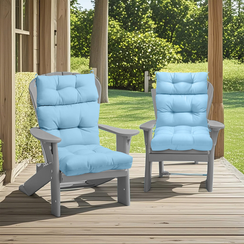 Coussin de siège / dossier à dossier haut de 2 pièces de 4 po d'épaisseur avec sangles, Bleu clair