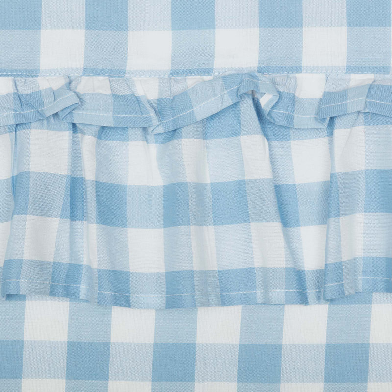  Annie Buffalo Check Cotton Ruffled Window Valance, 72" W x 16" L, Dusk Blue