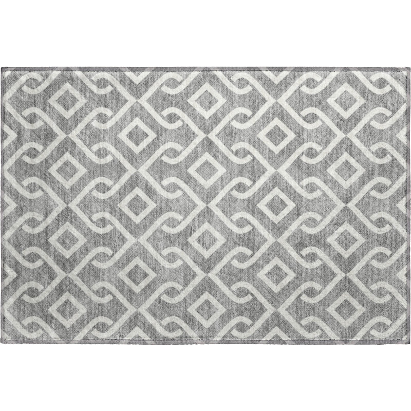 Premium Machine Washable Cerrito Gray Rug, Rectangle 1'8" x 2'6"