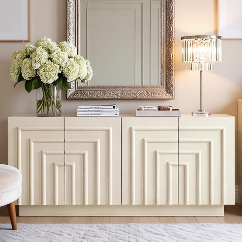 Armoire d'entrée de style américain, H 31,5 po x l 70,86 po x P 15,75 po, Crème