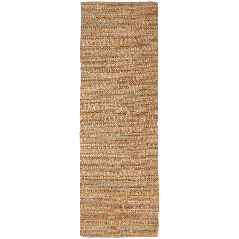 Modern Farmhouse Handmade Natural Fiber Jute Indoor Area Rug with Cotton Backing, Runner 2'6" x 7'9", Brown/Tan