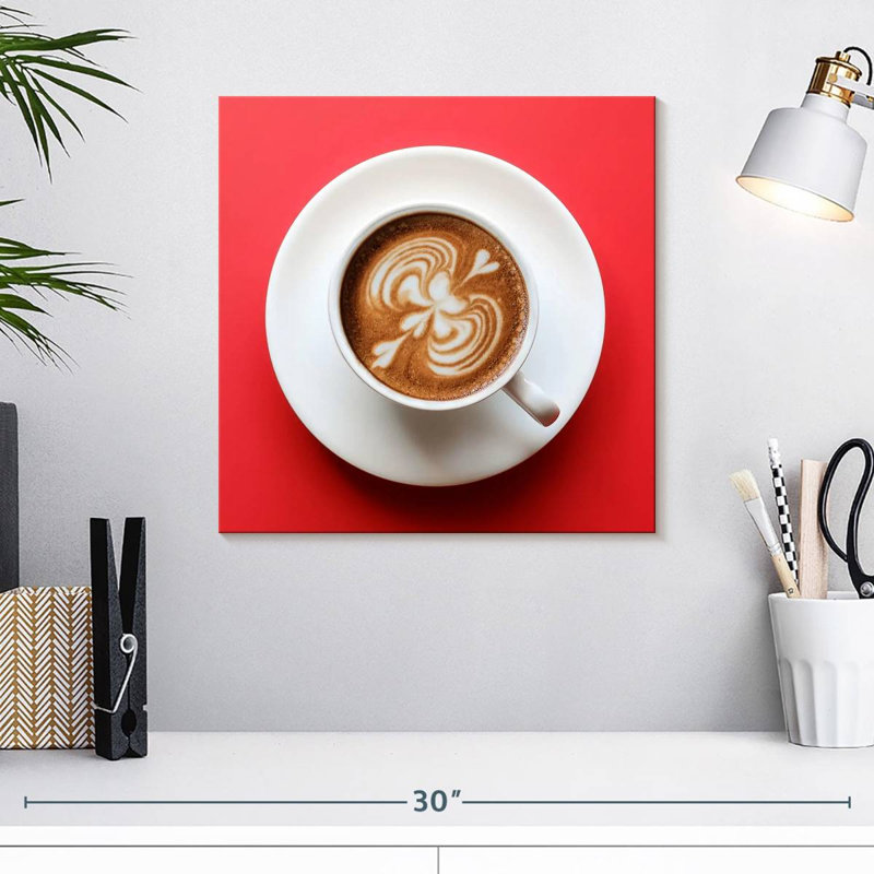 Café Yarlin sur fond rouge, H 16 po x l 16 po