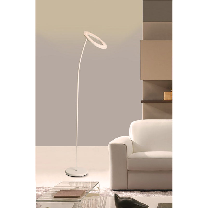 Lampe torchère sur pied en métal de 73 po de hauteur avec design halo, blanc mat 73 po