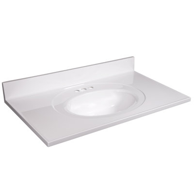 Meuble-lavabo en marbre de 37 po avec dosseret, ensemble amélioré