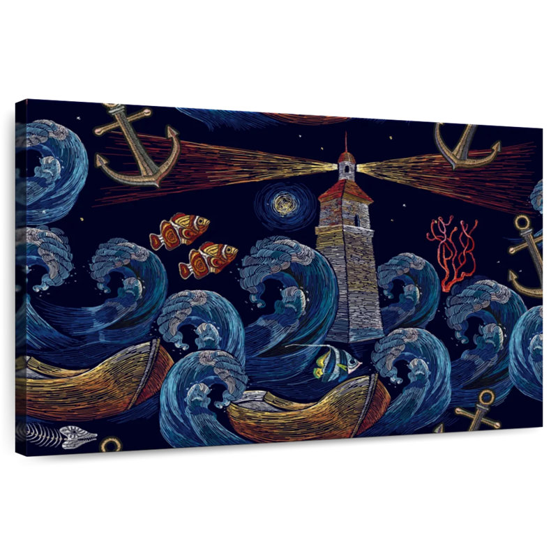 Embroidered Aletra Lighthouse, 8'' H x 12'' W