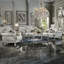 Causeuse 63,7 po Dresden avec 3 coussins, similicuir et finition blanc os