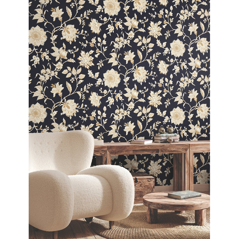 Sutton Floral Wallpaper Roll, Black