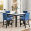 Ensemble de tables de salle à manger 5 pièces Modern Blue Modern avec chaises en faux marbre et velours