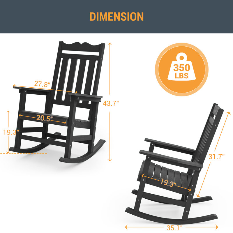 Juulia HIPS Rocking Adirondack Chair, Black